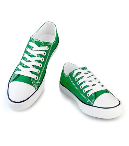 Canvas Shoes for Women Casual Low Top Sneakers, Womens Fashion Classic Lace Up Walking Shoes for Everyday Wear Green