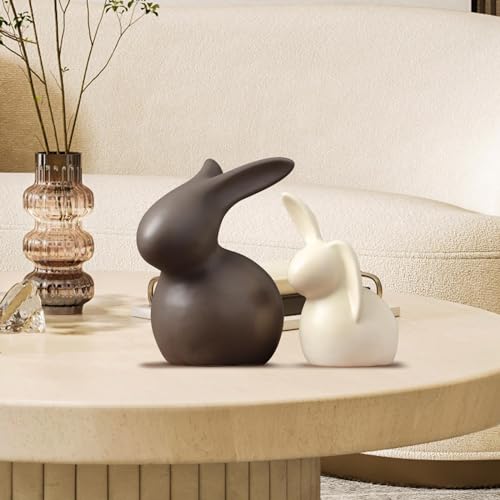 Figurines de lapin en porcelaine blanche pour décoration de salon