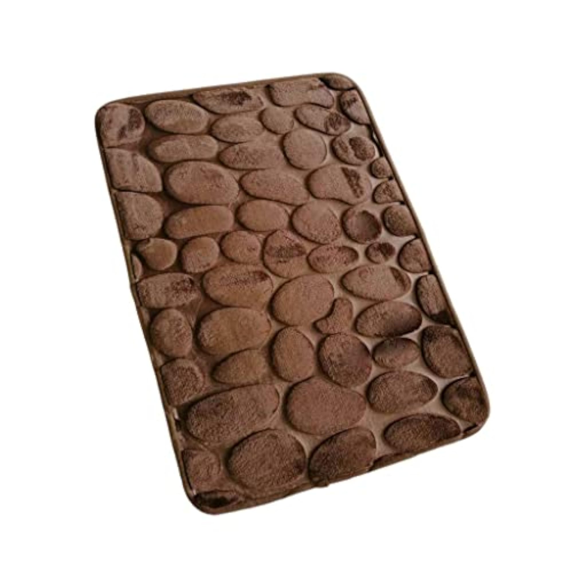 3D Effect Cobblestone Embossed Floor Rug for Bathroom
