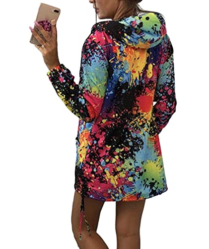 SEMATOMALA Women's Splatter Paint Hooded Zip Up Jacket Colorful Funny Graphic Printed Drawstring Cardigan Sweatshirt2