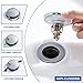 PerPaiMe Universal 3-in-1 Bathroom Sink Stopper - Chrome Pop Up Sink Drain Stopper, Push Button Sink Drain Stopper Replacement, Wash Basin Drain Filter Plug with Anti-Clogging Strainer, (Large Cover)
