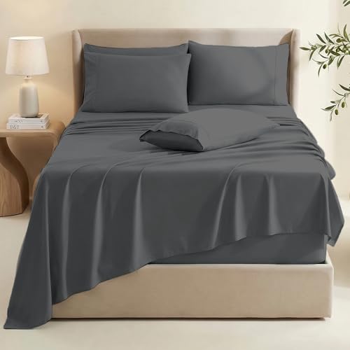 Hearth & Harbor Extra Deep Pocket King Size Sets - Fits Mattress 18-24 Inches Deep - Extra Deep Pocket Sheets - 6 Piece King Size - Grey by Hearth & Harbor - Image 2