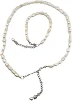 conjunto colar e pulseira em pérolas de agua doce retro