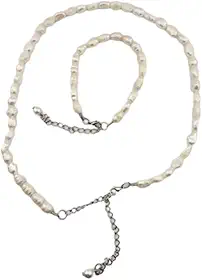 conjunto colar e pulseira em pérolas de agua doce retro