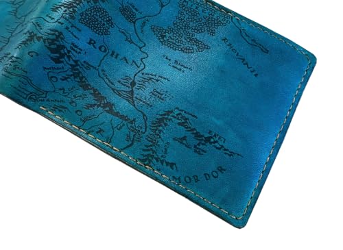 Image of Vintage Handmade Mens Wallet - Genuine Leather Bifold with Map Engraving, Customizable Gift - 7TE