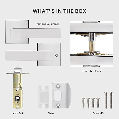 Ehomeware 1 Pcs Polished Chrome Door Handles, Door Knobs Interior In Sliver Finish, Passage Door Knobs Heavy Duty Contructions, Keyless Hallway Closet Door Knobs, Modern Door Levers #TOP7