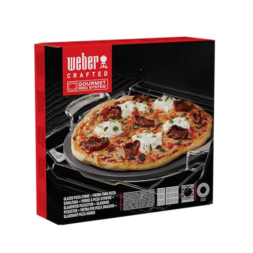 Weber Crafted Glasierter Pizzastein - hitzebeständig, speichert Wärme gleichmäßig, für knusprige Pizzaböden und einfache Reinigung – Creme (8861)