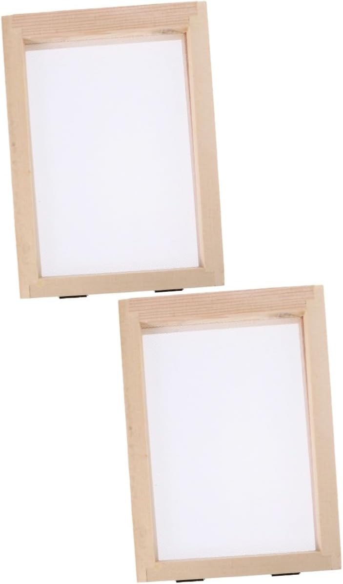 Lurrose 2pcs Wooden Paper Making Mould Screen Printing Frame for Craft Natural Double-sided Design for Educational Activities and Family Fun