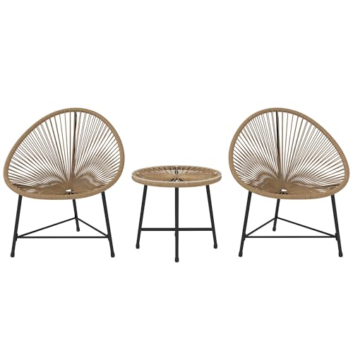 Outsunny Polyrattan Gartenmöbel Set, Outdoor Lounge Balkonmöbel für 2...