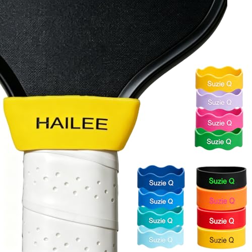 KAKU HOME Custom Pickleball Paddle Name Bands 4 Pack Silicone Grip Bands for Pickleball and Tennis Rackets Gifts for Pickleball Lovers
