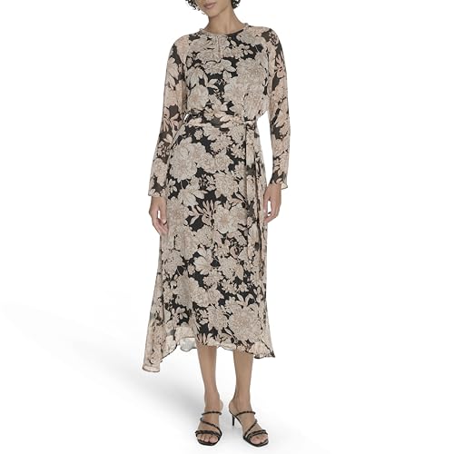 Robe longue Tommy Hilfiger fluide Noir et Truffe idéale pour vos sorties chic d'automne