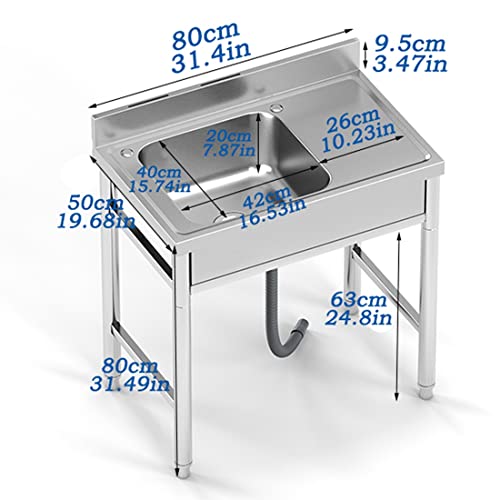 Évier de cuisine autoportant une cuve lavabo utilitaire avec établi