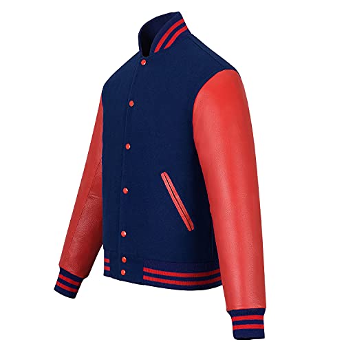 Image of Varsity Jacket Baseball Letterman Jacket- Wool and Leather Premium Quality Unisex Basketball Jacket
