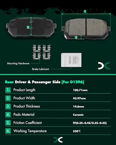Image of SCITOO D1295 D1296 Front & Rear Ceramic Brake Pads Sets w /Hardware Replacement For Kia For Rondo 2007-2009