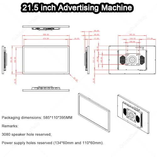Image of Digital Advertising Display Screen,Signage Player Box Advertising Display,Media Signage Player,Viewing Angle 168,Landscape /Portrait LCD Monitor,for Restaurants,Cafes,Shops 21.5inch