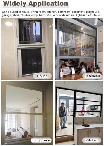 12" Vertical Sliding Window - White Frosted Glass Replacement for Mobile Homes, Playhouses, Sheds, Lofts, Tree Houses - Fits 45-150 cm Heights (WxH 12x51 in / 30x128 cm)