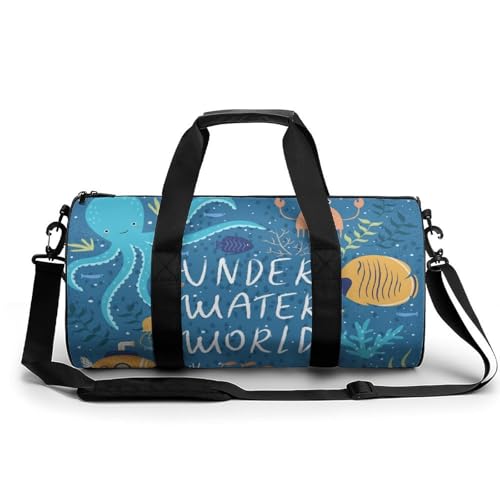 Sac de sport gym poulpe crabe grand format 45x23x23cm pour voyage et weekend