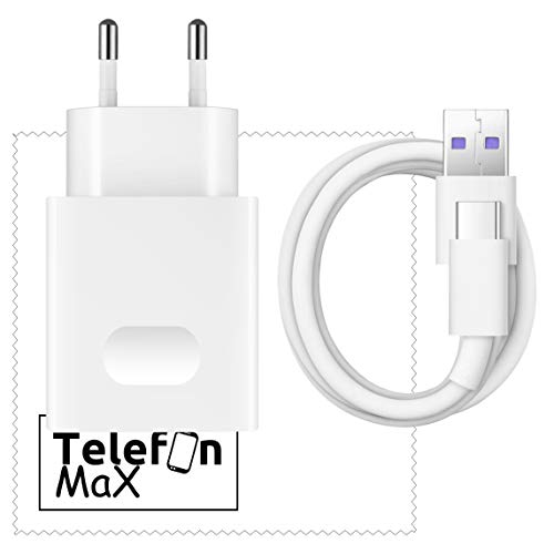 Huawei HW-059200EHQ - Cargador rápido para Huawei P30, P30 Pro, P30 Lite, P20 Pro, Lite, Dual/Mate 20 (Incluye Gamuza limpiadora), Color Blanco