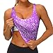 Sparkling Purple Glitter Print Lightweight Trendy Women Sports Vest Yoga Workout Running Vests All Seasons