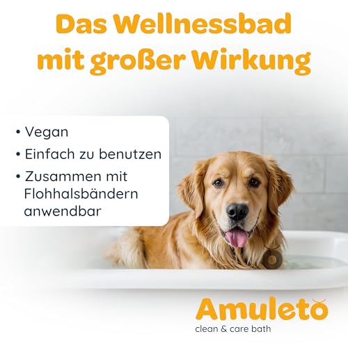 Amuleto Clean & Care Bath - Milben und Flohshampoo für Hunde & Katzen - Milbenmittel 2X 15ml Konzentrat - Parasiten Shampoo - Lindert Juckreiz, spendet Feuchtigkeit, beruhigt gereizte Haut