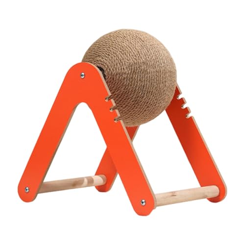 GUOOL ラウンド型猫用爪とぎおもちゃ 運動用ホイール 多機能装飾家具プロテクター スクラッチボール リビングルーム アパート, Orange and M