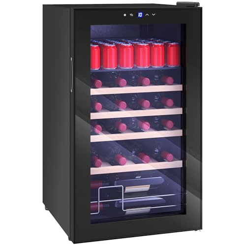 HOMCOM Cantinetta Frigo per Vino da 63L con Ripiani...