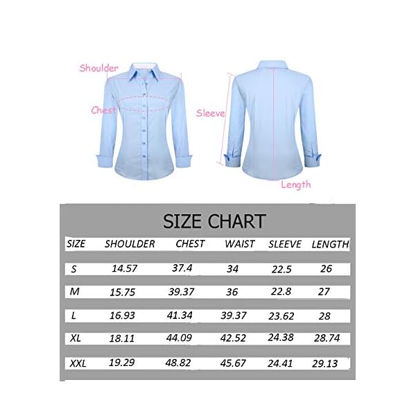 Esabel.C Womens Button Down Shirts Long Sleeve Regular Fit Stretch Work Blouse Black M