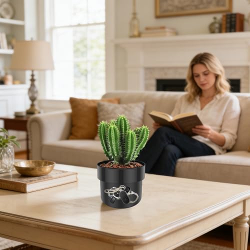 Pot de fleurs de 15,2 cm robuste double couche avec accessoire secret en résine - 5