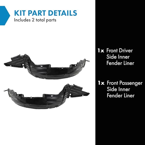 Image of TRQ Front Inner Fender Liner Set Compatible with 2004-2008 Nissan Maxima NI1250115 NI1251115
