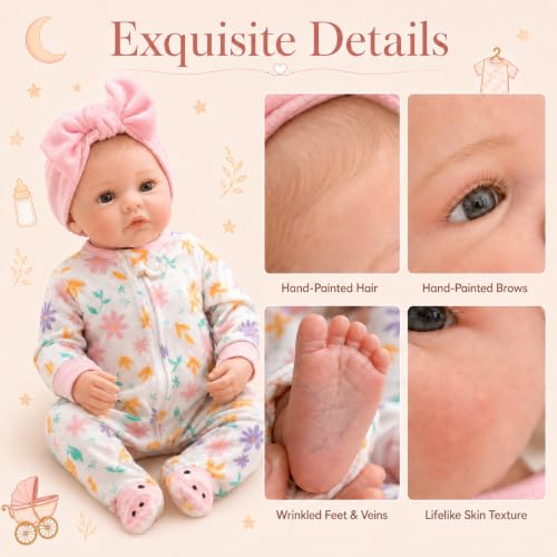 Muñeca Reborn Baby 18 Pulgadas con 2 Ropa y Accesorios miniatura 3