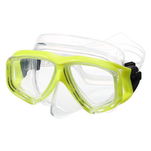 Lunettes de natation avec cache-nez PATIKIL jaune et masque de plongée anti-buée pour junior