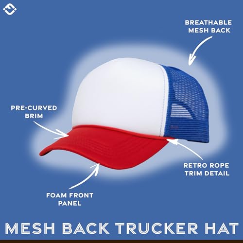 Image of Funky Junque Foam Trucker Hat, Trucker Hats for Women & Men - Blank Adjustable Snapback Mesh Back Baseball Cap
