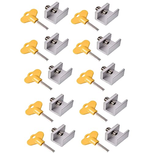 10 unidades de tope para ventana corredera, cerradura ajustable de aleación de aluminio para ventana, cerradura de seguridad con llave, para la familia, escuelas, oficina, seguridad infantil,