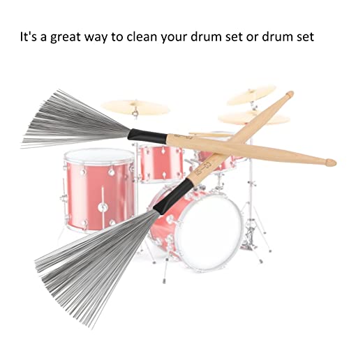 Alomejor 2Pcs Drum Brush Double Headed Dual Purpose Maple Drumstick Rubber Steel Wire Portable Percussion Brush For Band(Wood Color) #TOP7