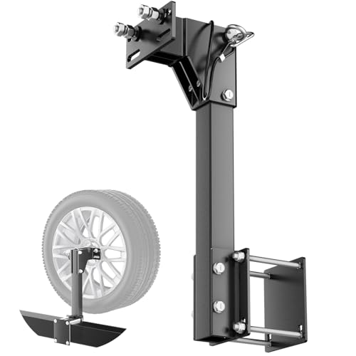 Safoner Heavy-Duty Trailer Spare Tire Mount for 4 Rear Square Bumpers Aluminum RV Spare Tire Carrier 22 High Clearance Design Fits 4 5 & 6 Lug Wheels Camper Essentials Accessories