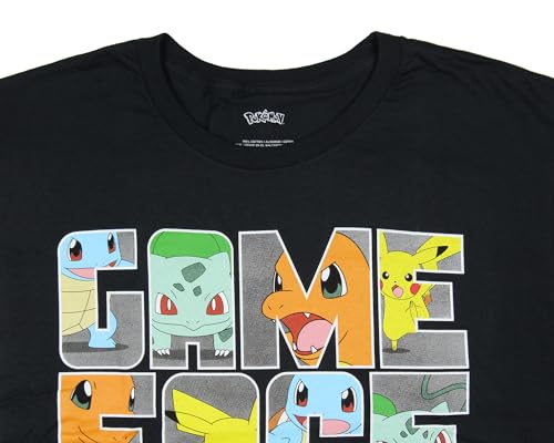 Pokemon Boy's Game Face 1st Generation Starter Pikachu, Bulbasaur, Squirtle, Charmander Kids Short Sleeve T-Shirt3