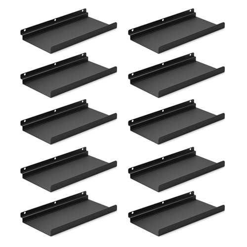SNOGSWOG 10 PCs Inch Slatwall Shelves, 13X6 Inch Metal Slat Wall Shelves Accessories, Heavy Duty Slatwall Shelf, Retail Display for Storage and Organization, Black by SNOGSWOG - Used condition - US$46.66