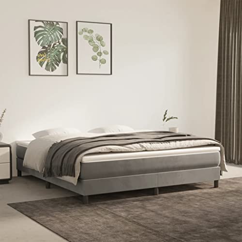 vidaXL Estructura de Cama, Somier de Matrimonio de Listones, Base de Cama Tapizada, Mueble para Dormitorio Hogar, Terciopelo Gris Claro 180x200 cm
