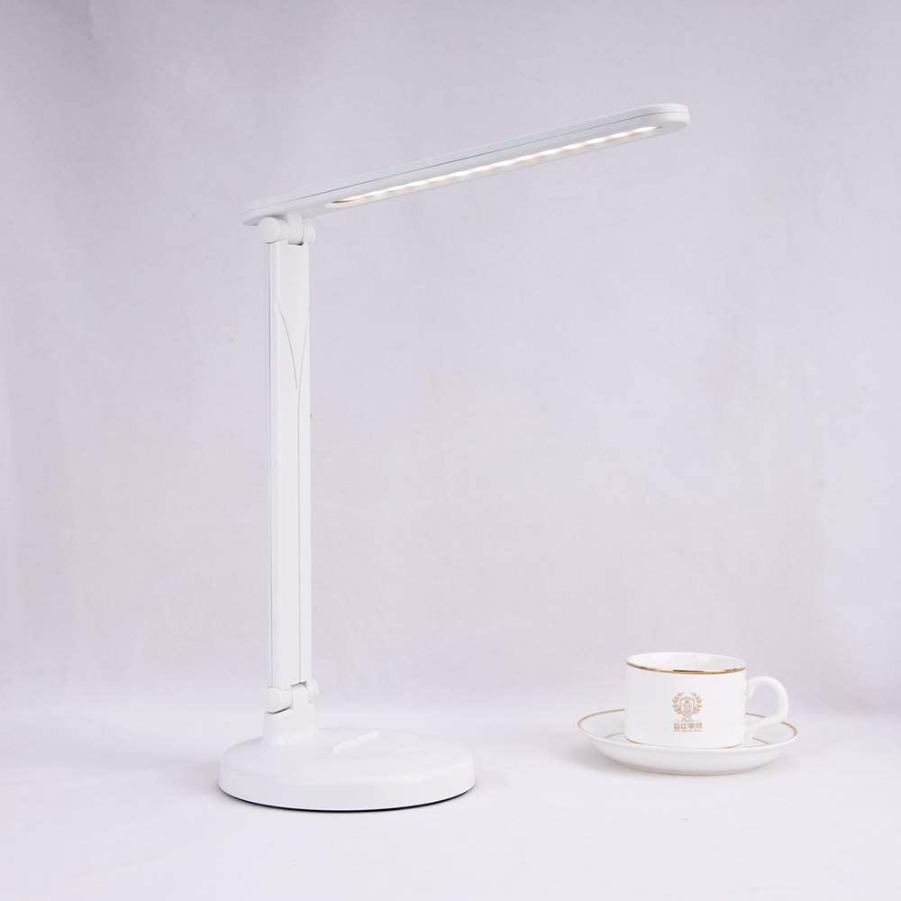 Lampka Do Czytania Składana Lampa Biurkowa Z Możliwością Przyciemniania Akumulatorowa Lampa Biurkowa LED Z Portem Ładowania USB Do Czytania, Sypialni, Biura I Nauki Do Czytania Nauki Pracy(White)
