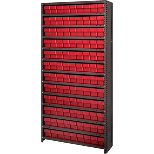 CL1875-604 Closed Shelving Euro Drawer Unit with 108 Euro Drawers Red - 36 x 18 x 75 in.