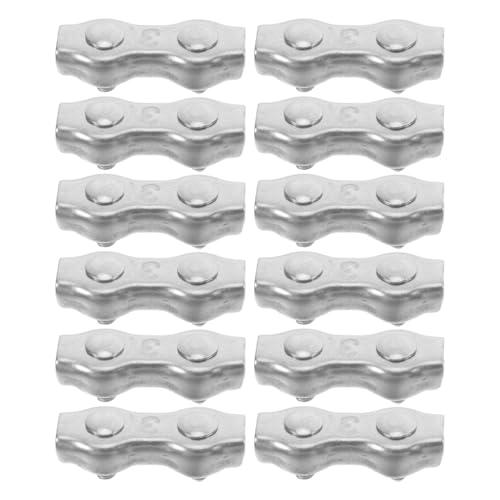 NIYANGLE Morsetti Per Fune Inossidabile Clip Doppia Piastra 12 Pezzi Morsetti Per Cavo Acciaio Sicuro Per Recinzione Elettrica Interni Ed Esterni