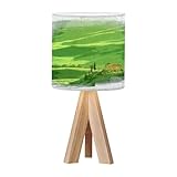 OEPWQIWEPZ Tripod Bedside Desk Table Lamp Watercolor green Tuscany field house Italy Wood Nightstand Lamp with Linen Fabric Shade for Nursery Bedroom Living Room Kids Room