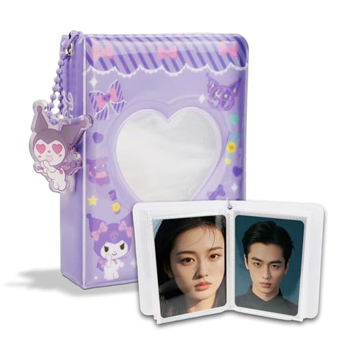 Kpop Photocard Binder, 3 Zoll Kpop Photocard Holder 40 Taschen Mini Fotoalbum Cartoon Fotokartenhalter Photo Card Album Portable Kpop Binder Fotokarten Album Kpop Mit Süße Anhänger fur Fotosammlung