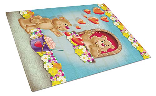 Caroline's Treasures Teddy Bear Romeo and Juliet Love Glass Cutting Board