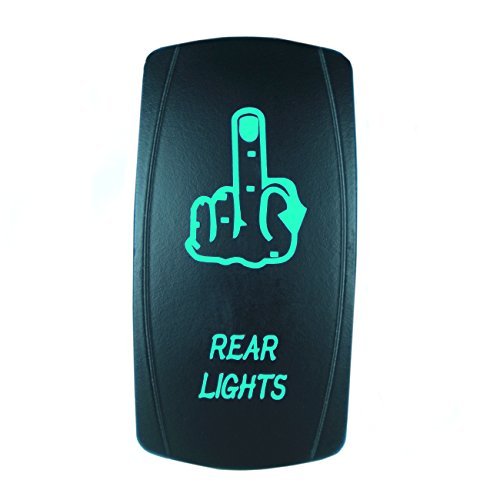 STVMotorsports Laser Backlit Green Rocker Switch Finger Rear Lights 20A 12V On/Off LED Light
