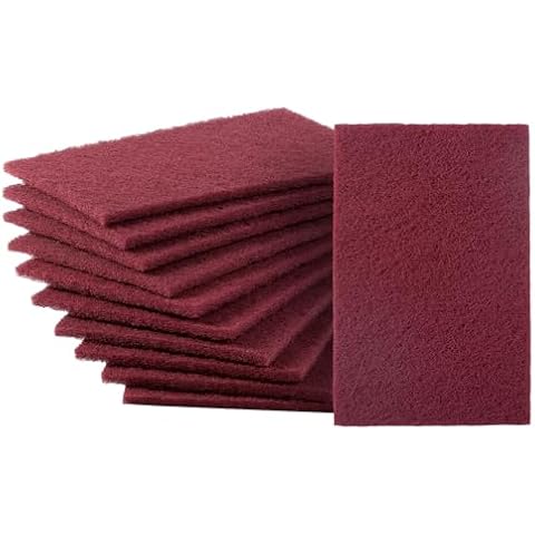 MIDO Professional Abrasive 6” x 9” Maroon Scuff Pads 10PCS 320 Grit Red Scuff Pads,Aluminum Oxide Grains,Scuff Pads for Paint Prep,Scuffing,Scouring and Sanding Cover