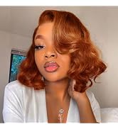 mscoco Bob Wig Human Hair Glueless 5×6 Reddish Brown Body Wave HD Lace Front Wigs Human Hair Pre-...
