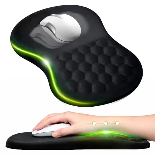 【医師監修】マウスパッド リストレスト 一体型 手首サポート 腱鞘炎対策 人間工学 低反発クッション 疲労軽減 滑り止め デスクワーク ブラック REDCANAL