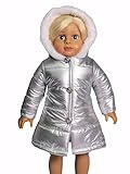American Fashion World Mettalic Silver Puffer Coat for 18in Doll