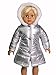 American Fashion World Mettalic Silver Puffer Coat for 18in Doll